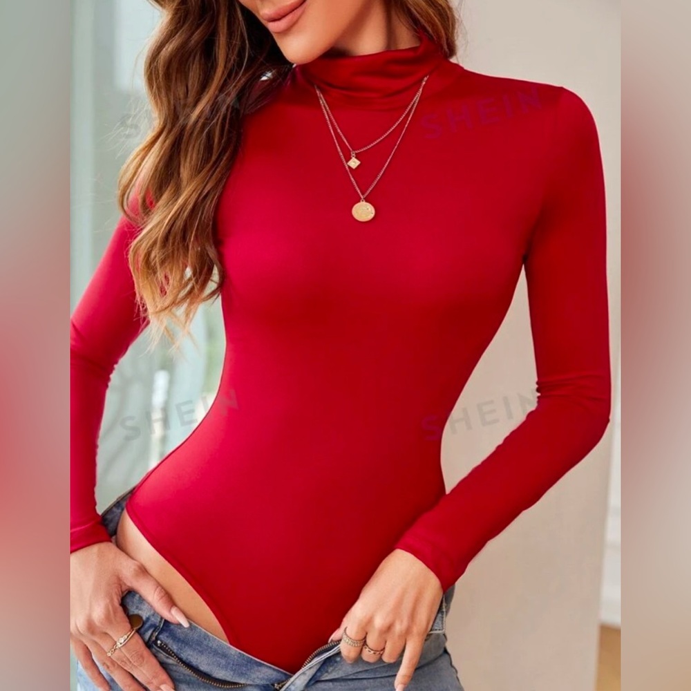 NWT Red long sleeves turtleneck bodysuit